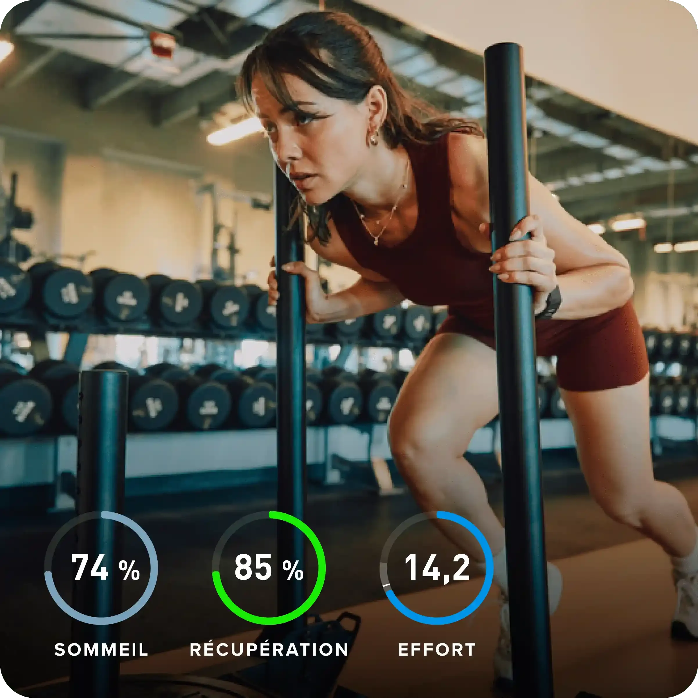 Anneaux sommeil, récupération et effort mesurés par WHOOP